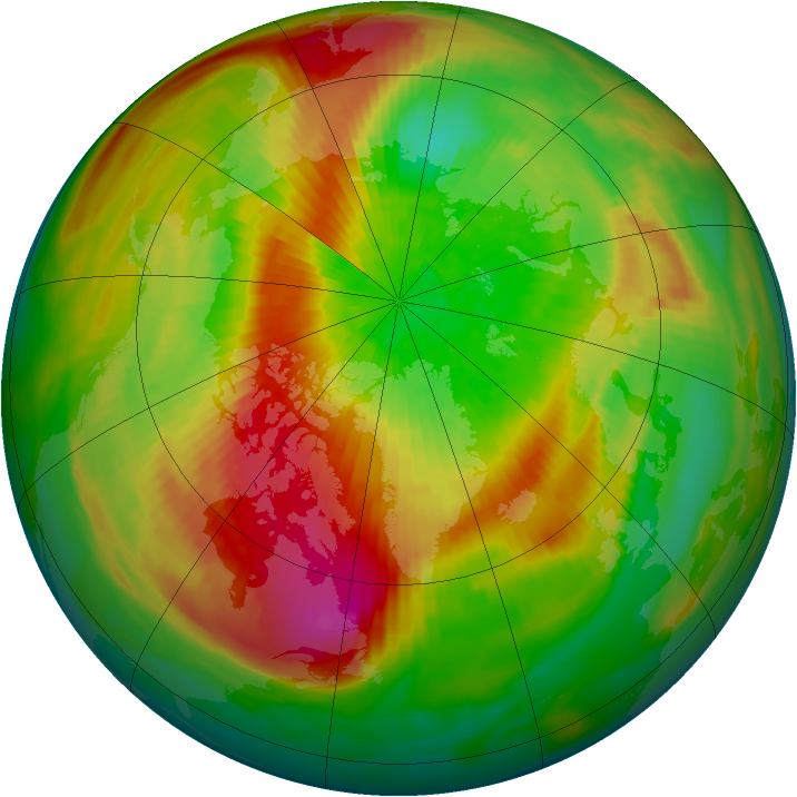 Arctic ozone map for 24 March 1990